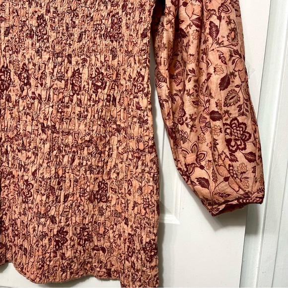 New FREE PEOPLE Smock It To Me Minidress in Apricot Combo Size M - Picture 9 of 16